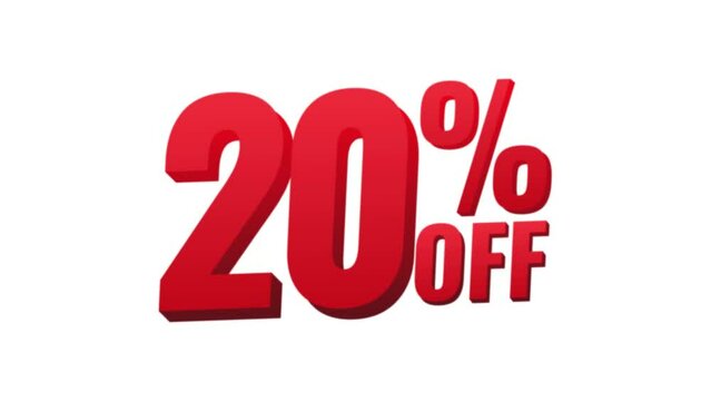 20% off text animation for shop ads, 20% off offer 