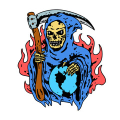 Vintage grim reaper design for t-shirt, grim reaper cartoon