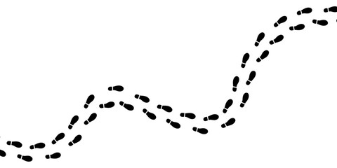 Human footprints tracking path vector.