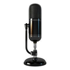 Podcast microphone isolated on transparent background