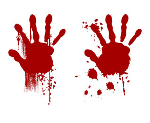 血しぶき付きの怖い手の跡　赤いシルエット