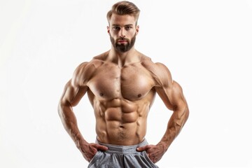 Fototapeta na wymiar Defined Physiques: Male Bodybuilders Showcase Strength and Aesthetics. Generative ai