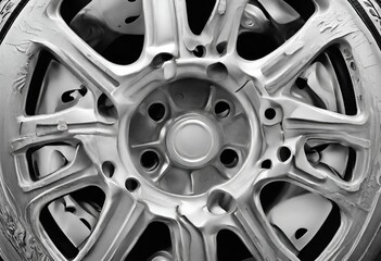 Close and detail image of wheel of the car
