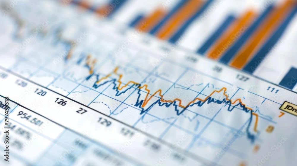 Aufkleber a close-up of a stock market chart displaying fluctuations, symbolizing the dynamics of investment.