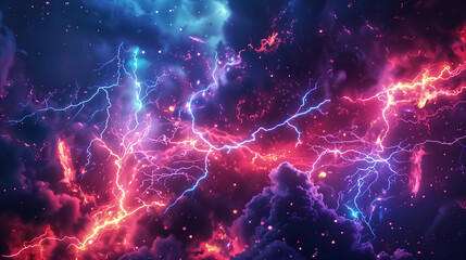 abstract amazing lightning strike, anime background
