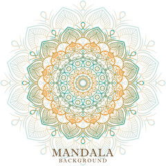 Round gradient mandala on white isolated background. Vector boho mandala in green and pink colors. Mandala with floral patterns. Yoga template