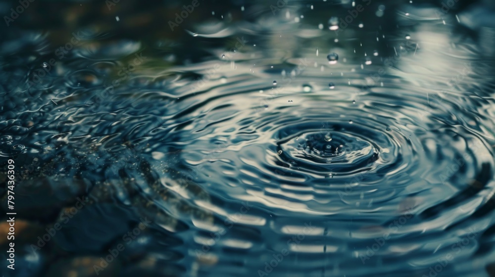 Aufkleber A close-up of raindrops falling into a puddle, creating ripples on the surface and capturing the beauty of nature's smallest moments.