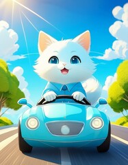 休日に楽しそうにドライブに出かける猫ちゃん