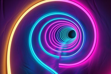 Obraz premium Neon Abyss: Abstract 3D Vortex Spiral