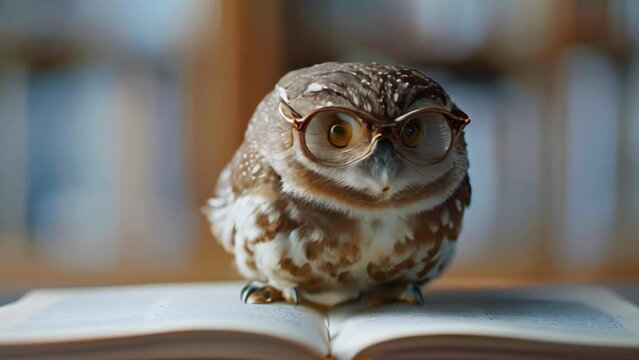 A small owl with glasses reading a book symbolizing wisdom and knowledge. Concept That sounds like a cute and meaningful image! How can I assist you with it?
