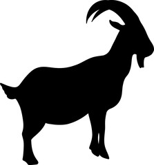 Goat silhouette icon. Monochrome black and white vector illustration isolated on background