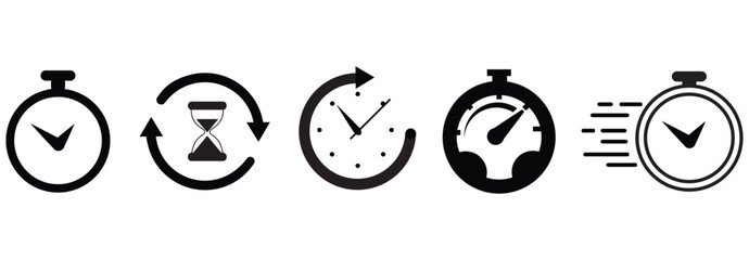 Timers icon set on white background countdown Timer vector illustration Stopwatch symbol