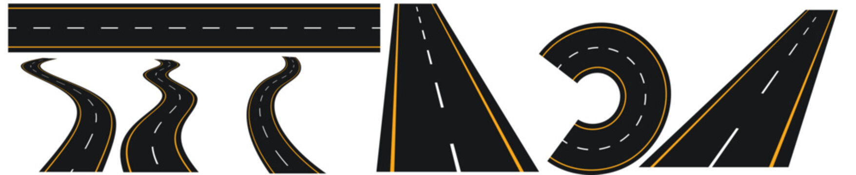 Road, highway, round roud, isolated on white background. Vector illustration