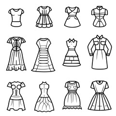 Fashion icon, clothing icon, dress icon, business icon, fashionable icon, accessory icon, icon, icons, set, vector, symbol, travel, sign, hotel, illustration, tourism, car, fashion, pictogram, silhoue