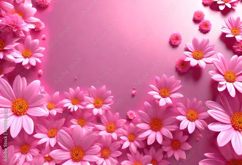 Wall mural pink flowers background