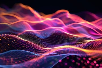 Obraz premium Neon Abstract Energy Mesh - Luminous Field Glow