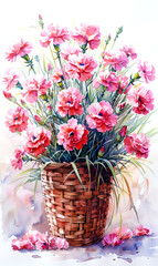 Colorful flowers watercolor painting on white background. - 797450508