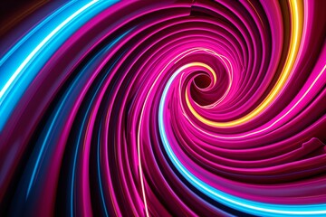 Obraz premium Twisted Neon Light Wallpaper: Swirling Neon Art & Light Illusion