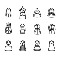 Fashion icon, clothing icon, dress icon, business icon, fashionable icon, accessory icon, icon, icons, set, vector, symbol, travel, sign, hotel, illustration, tourism, car, fashion, pictogram