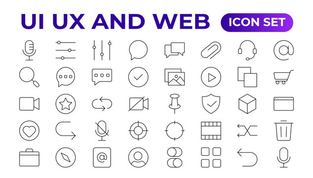 Mega set of ui ux icon set, user interface iconset collection. Basic User Interface Essential Set. 200 Line Outline Icons. For App, Web, Print.Outline icon collection.