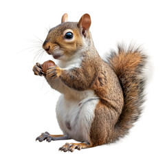 Obraz premium A cute squirrel standing on its hind legs isolated transparent background PNG