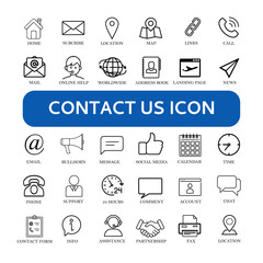 Outline web icons set - Contact us - obrazy, fototapety, plakaty