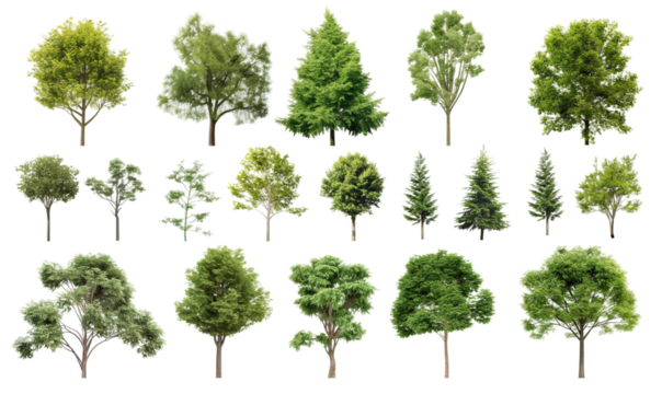set of trees transparent background PNG