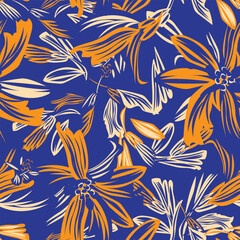Colourful Botanical Floral Seamless Pattern Design