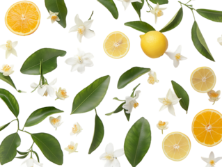seamless pattern with lemons transparent background PNG