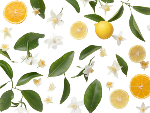 seamless pattern with lemons transparent background PNG