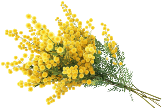 bouquet of yellow flowers mimosa transparent background PNG