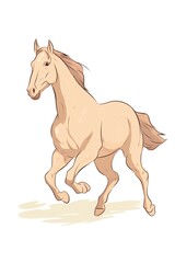 horse, galloping horse.cartoon drawing, water color style.