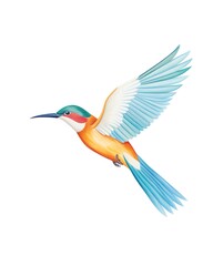 Fototapeta premium bird, colorful bird.cartoon drawing, water color style,