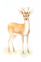 deer, graceful deer.cartoon drawing, water color style.