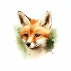 fox, clever fox.cartoon drawing, water color style,