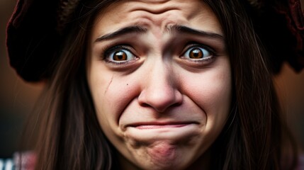 a close up of a woman's face