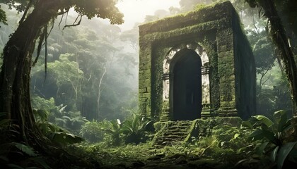 A mysterious ruin hidden within the jungle