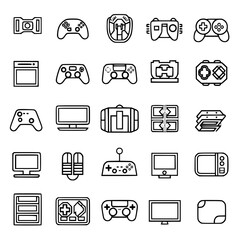 computer, technology, electronic, entertainment, game, outline, pad, play, video, wireless, device, gaming, console, controller, gamepad, gamer, icon, video game, control, dice, analog, simple