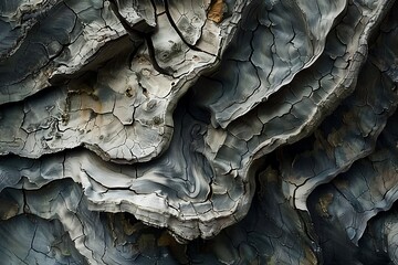Explore the intricate details of weathered tree bark, each crevice telling a story of resilience and time. Witness the silent dialogue between light and shadow as they dance upon its textured surface