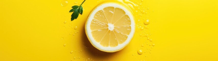 a lemon cut in half on a yellow surface