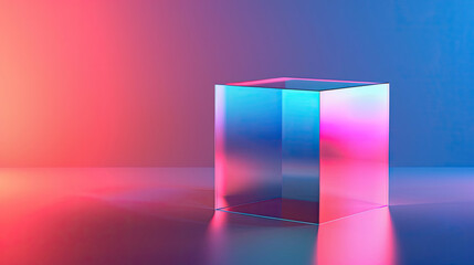 Abstract background with an interior with glass cube