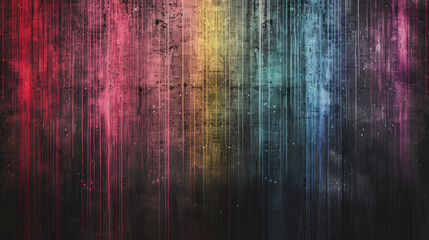 Abstract grunge dark background with colored vertical stripes