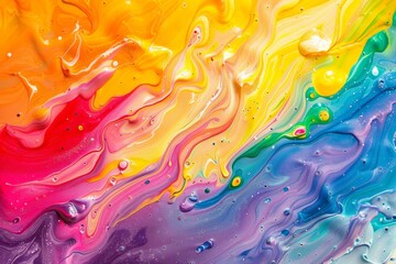 Rainbow gradient explosion, dripping and swirling, vibrant and joyful