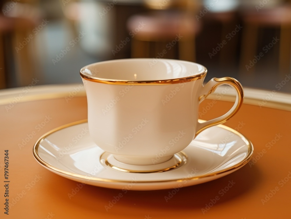 Wall mural a white and gold teacup and saucer