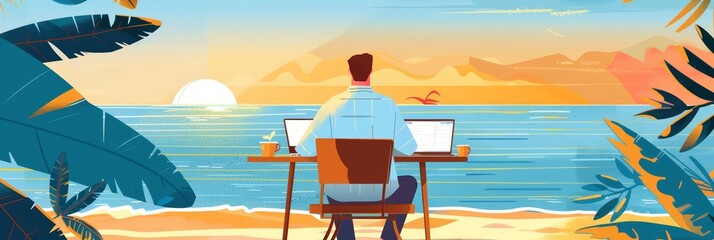 Remote work enhances productivity, embracing the freedom of digital nomadism, catalyzing a future where talent knows no borders, business concept