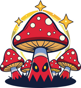 recommend clip art: Mushroom cartoon icon. Vector illustration of fly agaric mushroom.