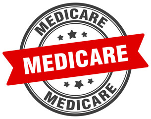 medicare stamp. medicare label on transparent background. round sign