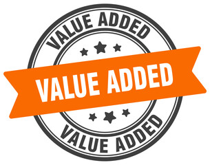 value added stamp. value added label on transparent background. round sign