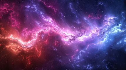 A colorful galaxy with a purple and red line in the middle