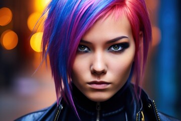 Fototapeta premium a woman with colorful hair
